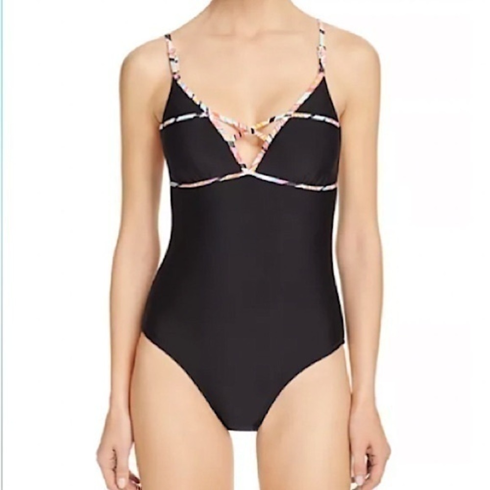 Jessica Simpson Boho Lattice Strappy Back One Piece Swimsuit​